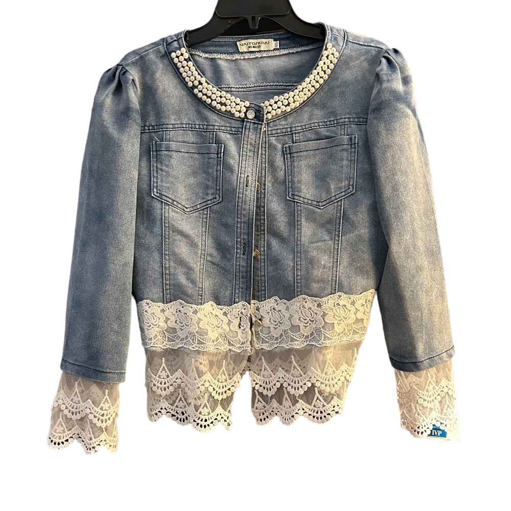 Laced- pearl jean jacket